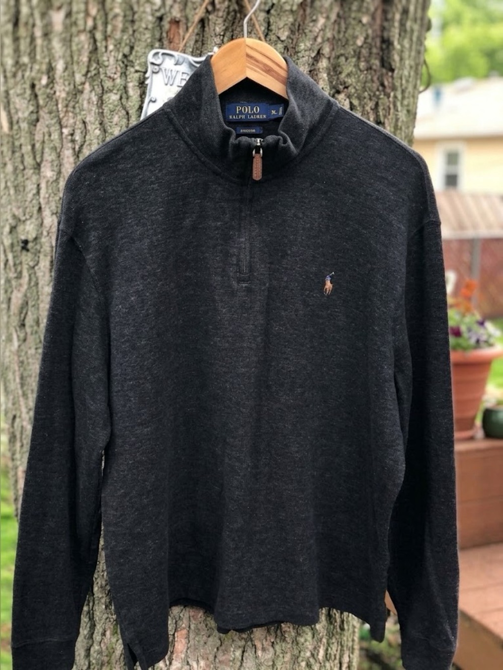 Polo Ralph Lauren XL Estate Rib Quarter Zip Pullover Charcoal Black
